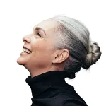 Woman smiling and lift her face